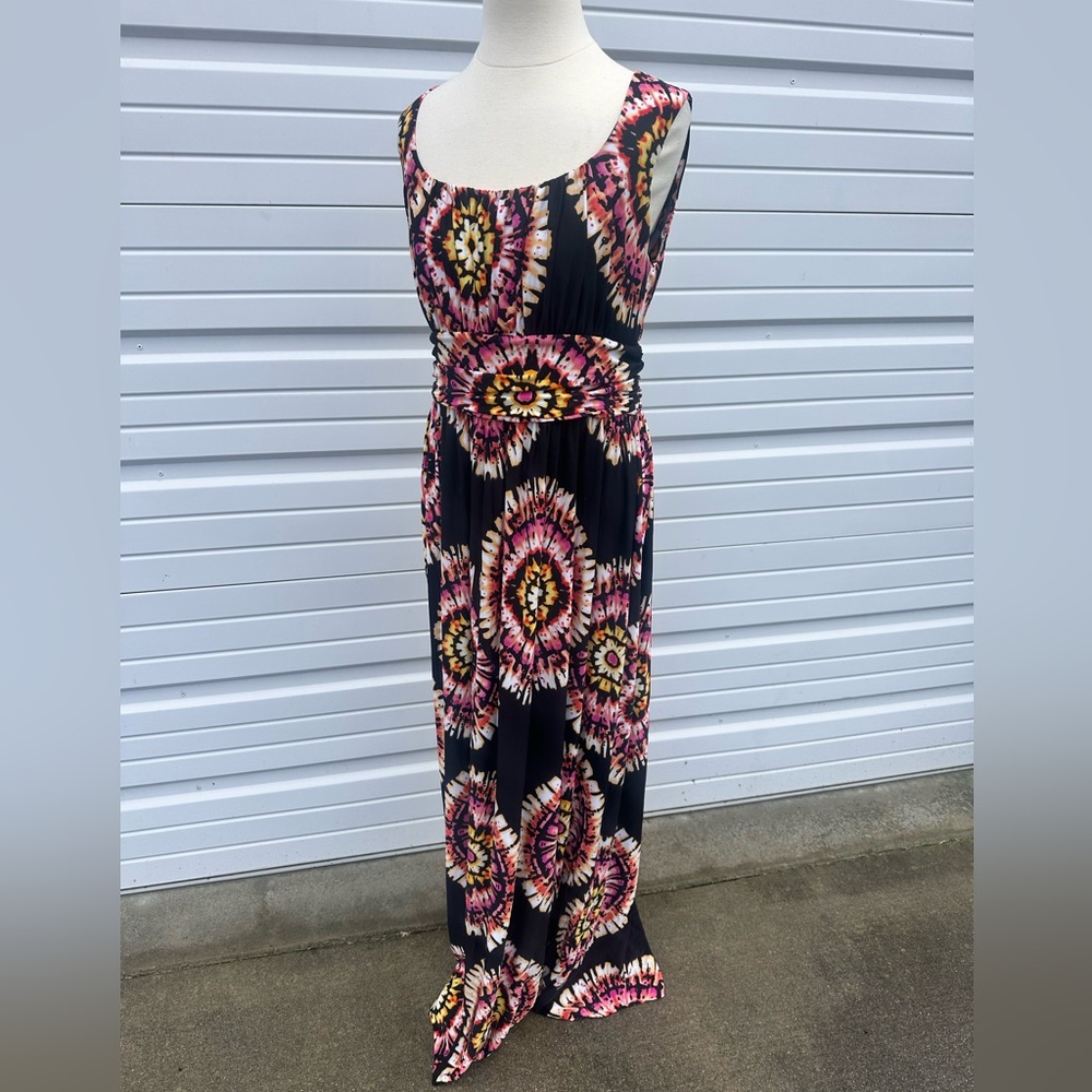 AB Studio Vibrant Pink and Black Maxi Dress